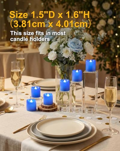 5plots 12Pack Blue Flameless Votive Candles, Fake Electric Candles - Image 4