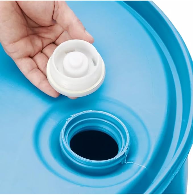 55 Gallons Water Barrel | Solid Mold |2 Inch Bung Holes, Good for Long Term Drinking Water Use | BPA Free. Made in USA (Blue, 55 GALLONS)