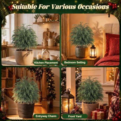 2PCS Arborvitae Cedar Topiary Trees with Spike, Christmas Decor - Image 7