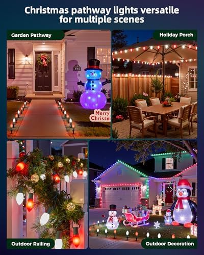 Christmas Pathway Lights Outdoor,25.7 Ft Lights with 20 Red and White Bulbs - Image 4