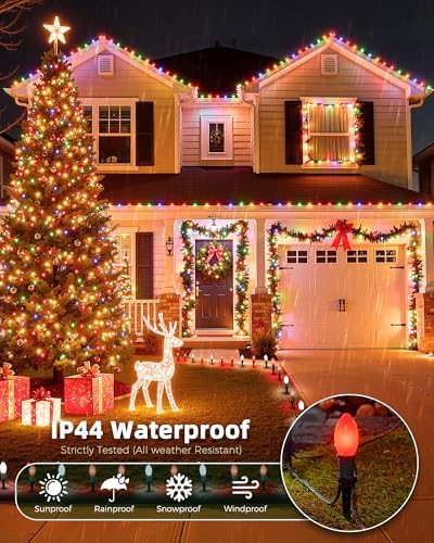 Christmas Pathway Lights Outdoor,25.7 Ft Lights with 20 Red and White Bulbs - Image 2
