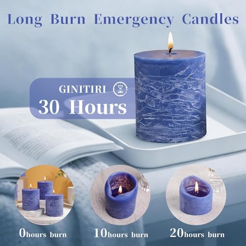 Rustic Soy Pillar Candles 2.8x3 Inch,6 Pack Blue Candle - Image 4