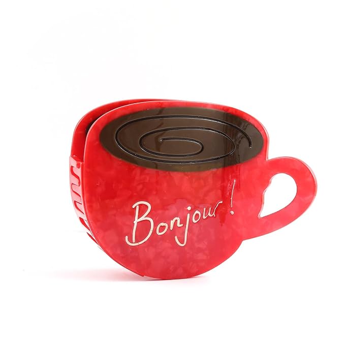 Personalized London Icon Coffee Cup Hair Calw Clip,Fun Acetate Hair Claw Clips for Women Girls Hair Accessories Gift