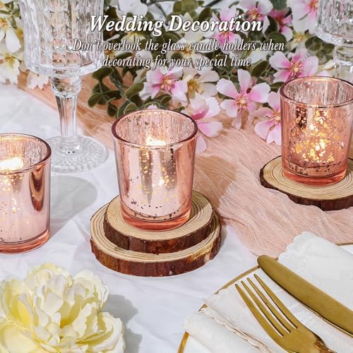 UPBUD Votive Candle Holders Set of 24, Speckled Mercury Rose Gold - Image 3
