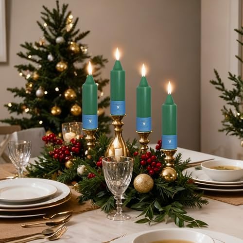 Smokeless Candlesticks Short Taper Candle,Unscented 5 Inches Dark Green Candle Sticks Dripless Tapered Candles for Home Décor Weddings Seasons Gifts - Image 2