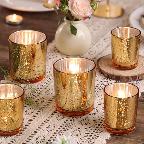 24pcs Assorted Gold Votive Candle Holders for Wedding Table Centerpieces by VolensLightUpYourLife