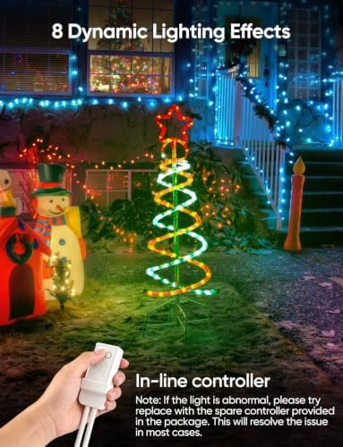 Christmas LED Spiral Tree Lights 3ft, Green and Red Dual Spiral Tree Light Outdoor Indoor Holiday Decor, 8 Dynamic Lighting Effect ETL Listed Lighted Artificial Tree for Garden Pathway Bedroom, 92LEDs - Image 2