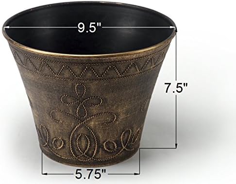 Pack of 2 Decorative Planter Rustic Medieval/French Country Look Flower Nursery Pot for Indoor, Outdoor, Garden, Patio, Office, Home Decor Use. Long Lasting, Reusable Light Weight (Gold)