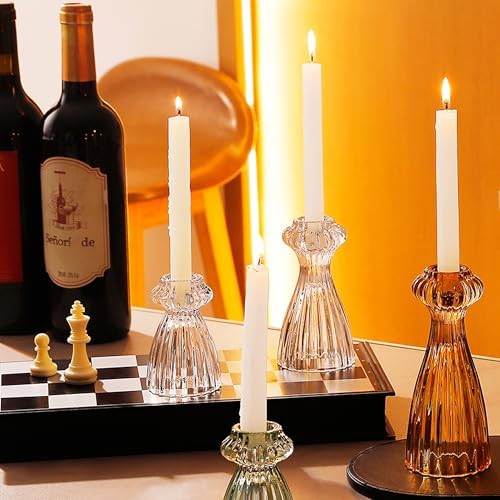 Lysenn Glass Candlestick Holders, Taper Candle Holders Set of 3, Clear - Image 5