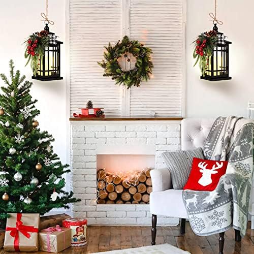 WOKEISE Metal Christmas Vintage Candle Lanterns with LED Light - Image 2