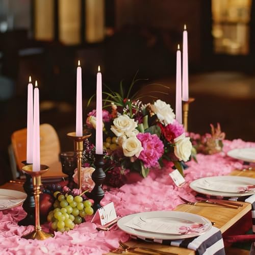12Pack 10 Inch Pink Taper Candles, Mothers Day Gifts for Mom,Unscented,Smokeless and Dripless Candlestickst,8 Hours Long Burn Time Candle for Valentine's Day,Wedding,Home Décor - Image 5