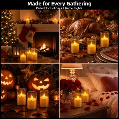 Rechargeable Flameless Tea Lights with Remote & Timer, Warm Flickering LED Votive Candles for Cozy Table Decor, Holidays, Weddings, Game Day & Everyday Home Ambience (Set of 6, Amber) - Image 6