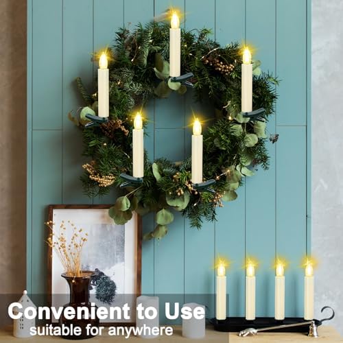 LED Christmas Candles, Flickering Clip on Candles for Christmas Tree, Battery Operated with Remote Timer, Warm White Light, Flameless Taper Candle for Home Christmas Decor, Set of 20 - Image 6