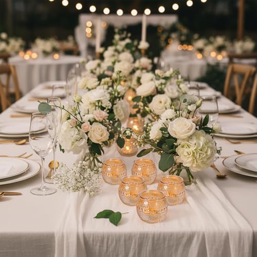 16Pcs Gold Votive Candle Holders | Polka Dot Round Glass | Wedding Decor - Image 5