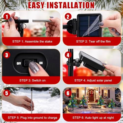 Solar Christmas Trees for Outside Decorations, Mini Pathway Lights, 4 Pack - Image 5