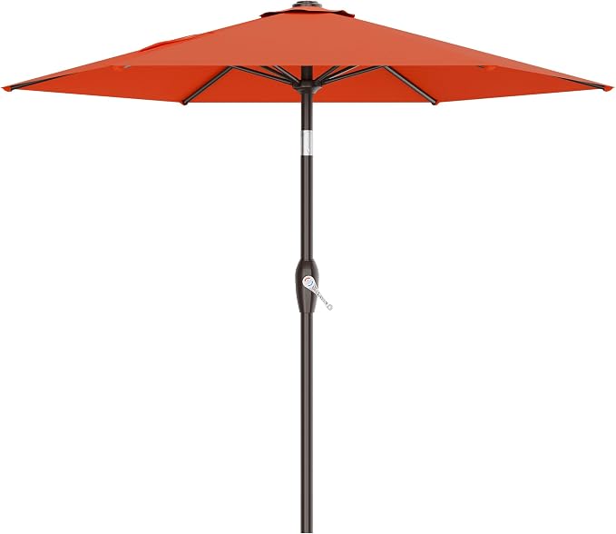 AreShark 7.5FT Patio Umbrella Table Market Umbrella w/Tilt and Crank, Heavy-Duty Outdoor Umbrellas for Pool, Deck, Garden and Backyard, Orange