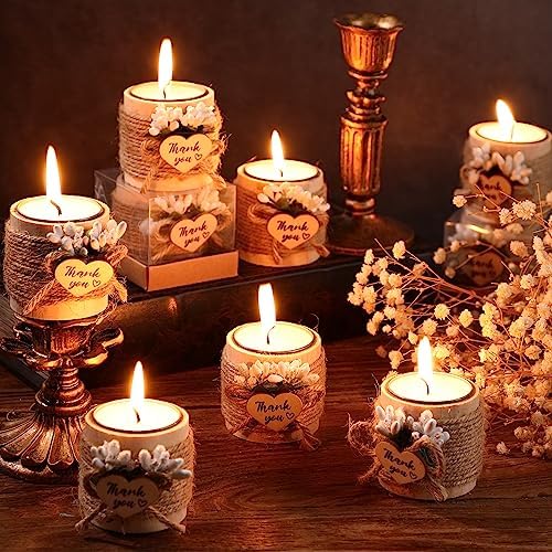 Retisee Wedding Candle Favors Wood Tealight Candle Holder, 12 Pcs - Image 3