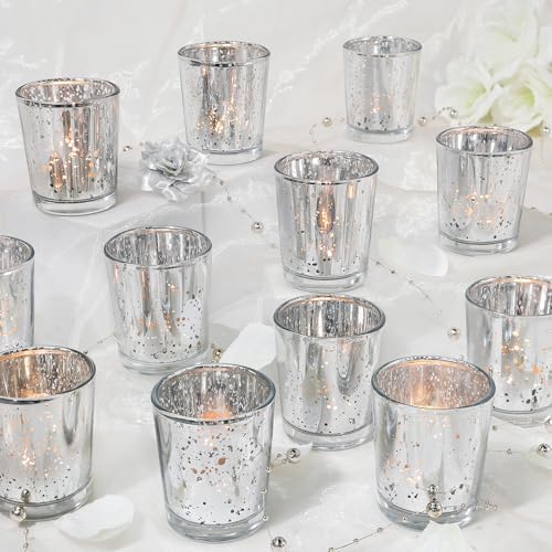 UPBUD Silver Votive Candle Holders Set of 24 by UPBUD