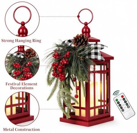 Metal Christmas Vintage Candle Lanterns with Remote Control and Led Light - Image 4