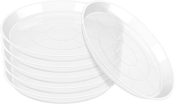 OUPSAUI 3 4 6 8 10 12 14 Inch Plant Saucer Pot Tray, 6 Pack Clear Plant Saucers for Indoors and Outdoors, Large Plastic Dish Suacer Water Drip Tray for Potted Plants Flowers (3 Inches)