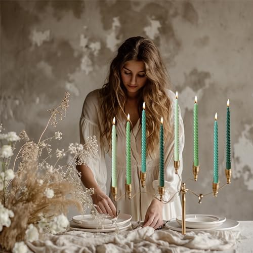 Colored Taper Candles Spiral Candle Sticks for Religious and Spiritual Settings,Unscented Pastel Candle for Holiday,Home Decoration,10inch,12 Pack(E,12colored) - Image 5
