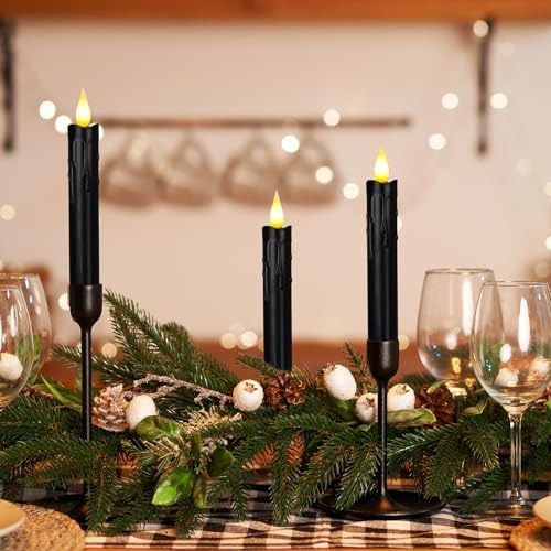 Baquler 24 Pcs 6.5" Black Flameless Taper Candle LED Stick Battery Operated - Image 5