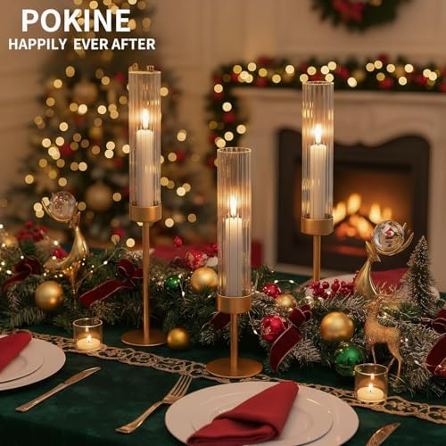 POKINE Gold Candle Holders Set of 6 for Taper Candle Holders - Image 2