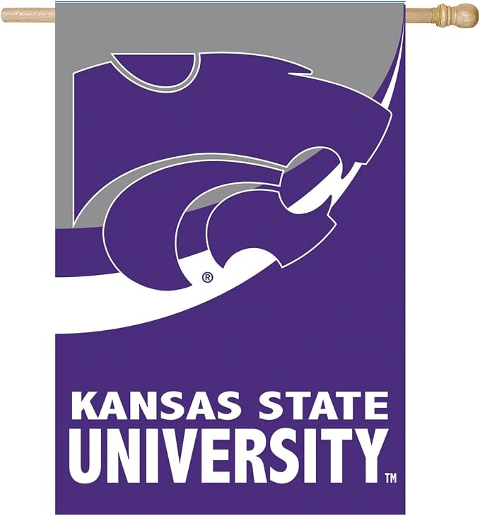 NCAA Kansas State University House Flag, 28 x 44, Double Sided Garden Flags for Outside, Outdoor College Flags & Banners for Gardens Patio, Indoor Wall Decor Flag for Room