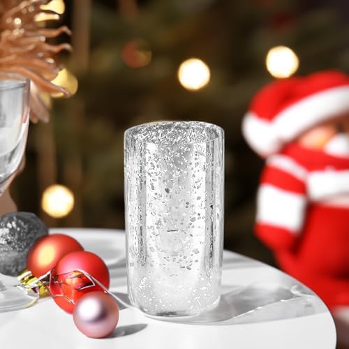 WGVI Hurricane Candle Holder Sleeve, W: 5", Ht: 8", Silver Speckled Glass Cylinder Open Both Ends, Chimney Tube Shade, 6 Pieces - Image 6