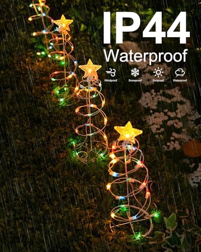 Spiral Christmas Tree Outdoor - 4 Pack Spiral Christmas Tree Pathway Lights Waterproof - Multicolor Spiral Lighted Xmas Trees Lights for Outside Garden Yard Porch, Christmas Decorations - Image 4