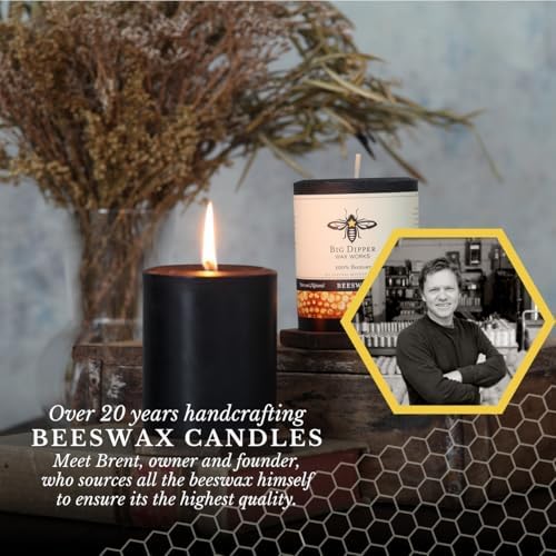 Big Dipper Wax Works 100% Beeswax Pillar Candle, 3 x 3.5 in, Black - Image 2