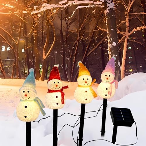 Outdoor Christmas Decorations 2025-Christmas Light Stakes for Yard-Snowman Solar Lights-Snowman Christmas Ornaments for Yard Garden Lawn Landscape Patio Walkway Decor by MLKNK