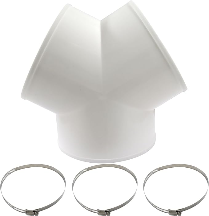 6 Inch 3-Way Duct Splitter | Y Shape Connector, Includes 3 Hose Clamps, Exhaust Fan Hose Connector, For Dryer Vent/Household