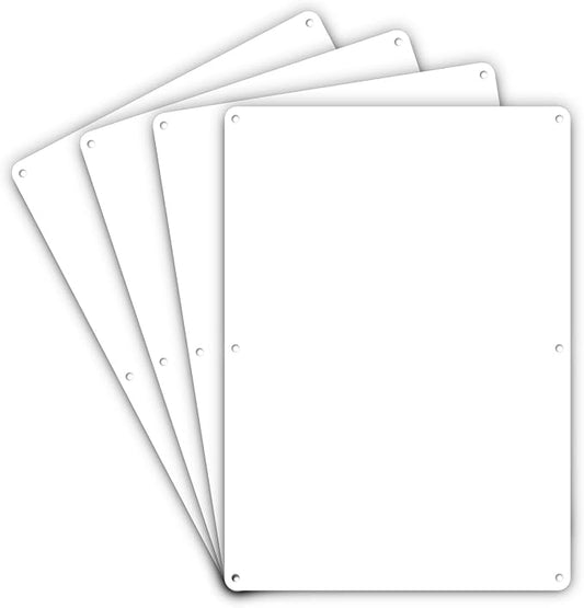 Faittoo Blank Write-On Metal Sign, 4-Pack 10 x 7 Inches Rust Free Aluminum, UV Protected, Waterproof, Weather Resistant, Durable Ink, Easy to Mount