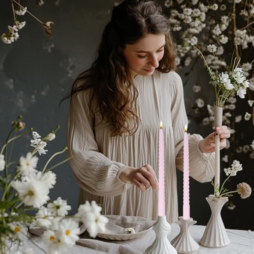 Ivory Taper Candles Stick Spiral Twisted Candles-Set of 12 for Decoration Weddings Party Church-Unscented Dripless Candles,10inch(F-Ivory) - Image 5