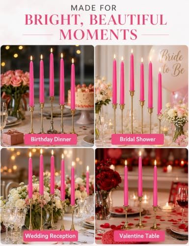 Hot Pink Elegant Taper Candles for Romantic Home Décor and Events - Image 7