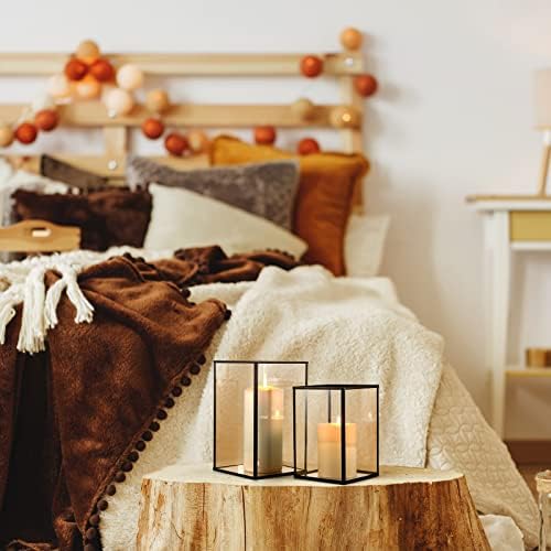 Phosphor Hurricane Camdle Holder Set of 2 Pieces, Black Glass Candle Holder for Wedding, Party, Holiday. - Image 7