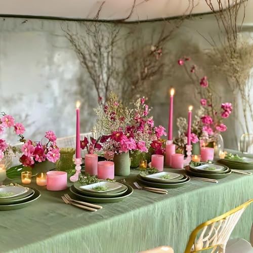 Pink Glass Candlestick Holders, Taper Candle Holders, Set of 6 - Image 2