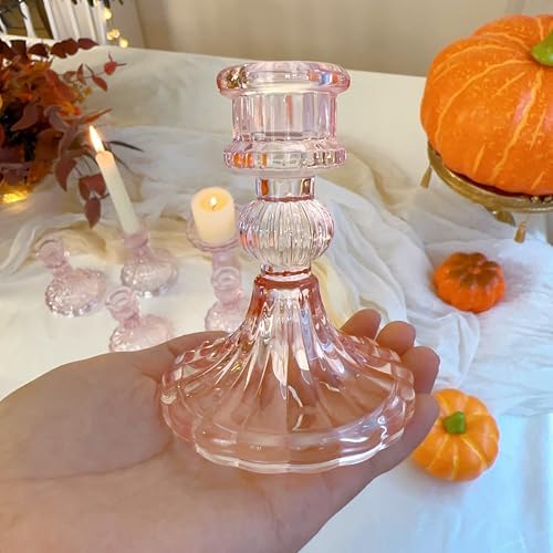 Pink Glass Candlestick Holders, Taper Candle Holders, Set of 6 - Image 7