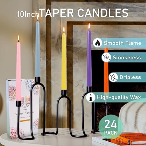 24 Pack Assorted Color Spell Chime Candles – Premium Unscented Dripless,Taper Candles for Rituals, Prayer, Birthdays, Meditation, Altar, Spells, Chime Candles - 10 Inch Tall - Ideal for Witches - Image 4