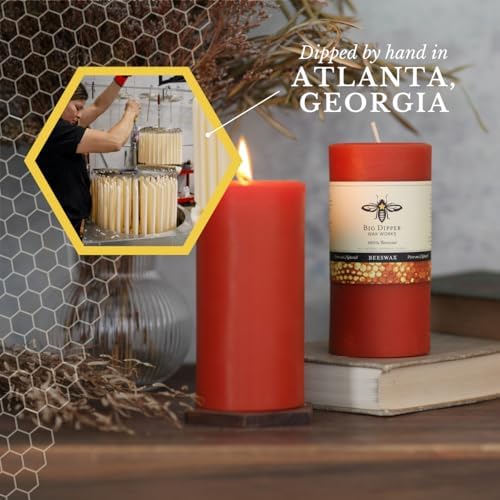Big Dipper Wax Works 100% Beeswax Pillar Candle, 3 x 6 in, Pumpkin - Image 4