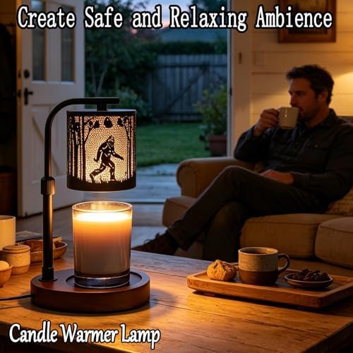 Candle Warmer Lamp,Candle Warmer,Candle lamp,Gifts for mom, Valentines Day Gifts,Candle Holders for Home Decor,Wooden Base，with 2 Bulbs(Black Bigfoot)… - Image 4