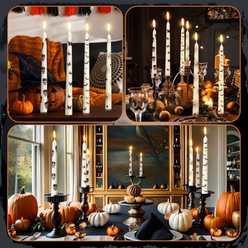 Nuanchu 12 Pcs Halloween Taper Candles 10.6 Inch Ghost Candle Sticks - Image 6