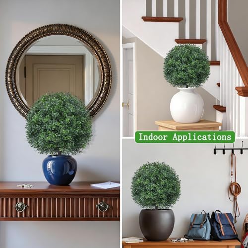 2PCS 24" Artificial Boxwood Topiary Ball Trees with Ground Spike - Image 6