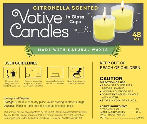 Citronella Candle Votives in Glass Cup - 48 Pack - Indoor and Outdoor Decorative and Mosquito, Insect and Bug Repellent Candle - Natural Fresh Scent - 12 Hour Burn Time - Made in Europe - Image 4