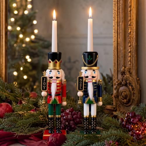 2 Pcs Christmas Nutcracker Candle Holder Nutcracker Candlestick by Gandeer