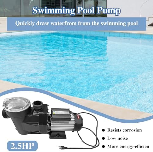2.5HP Swimming Pool Pump Motor Above Ground Swimming Pool Powerful Self Primming Pool Pump 148 GPM/1850W Filter Pump w/Strainer Basket and Drain Plug