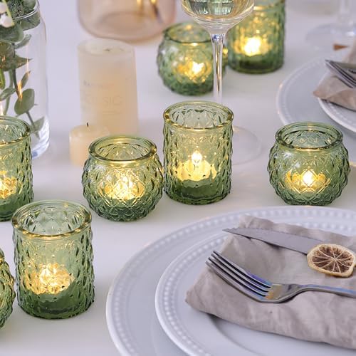 NITIME 36Pcs Assorted Green Votive Candle Holders, Tea Lights Candle Holder for Table Centerpiece, Green Candle Holders for Wedding, Bridal Shower and Tea Party Decorations - Image 4