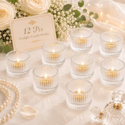 Lanttu 12 Pcs Clear Tealight Candle Holder 2'' x 1.4'' by Lanttu