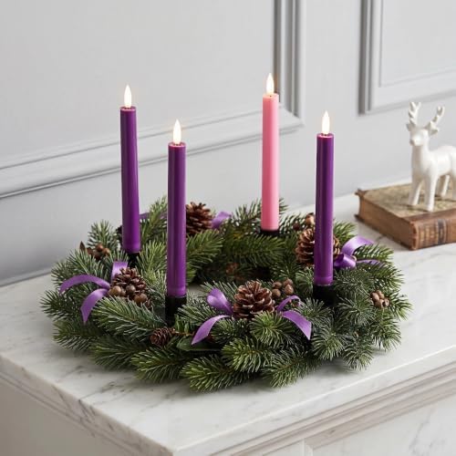 Simplelight Advent Candles, Purple & Pink, Remote, Timer, 9 Inch - Image 3